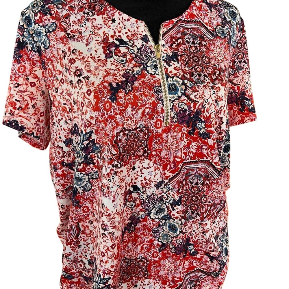 Always Indigo Women’s size M, 1/4 zip short sleeve top